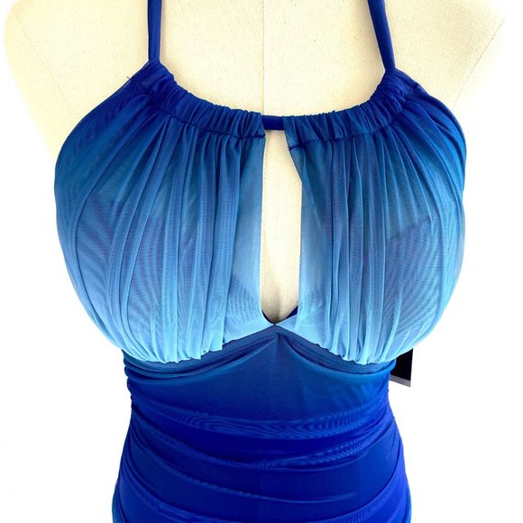 NWT  Blue  one piece  swimsuit by Kenneth Cole - Picture 6 of 10